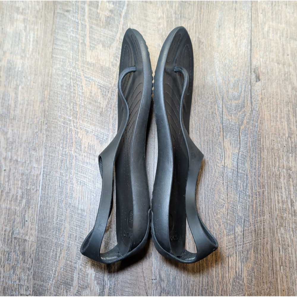 Crocs Sexi Flip Flop Sandals Womens Size 9 Black Serena T-Strap Thong Slip On - Picture 9 of 13